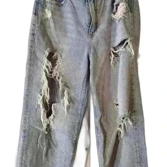 American Eagle Distressed Denim Jeans, Size 4, Classic Blue - Picture 1 of 8
